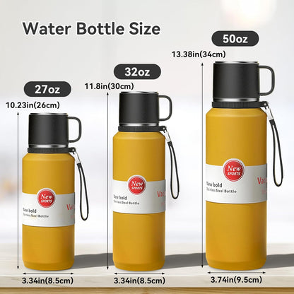 Stainless Steel Insulated Tea Infuser Bottle, Vacuum Insulated Water Bottle, Tea Tumbler with Separate Tea Compartment, 24-Hrs Insulation Commute Travel (Yellow,50oz/1500ml)