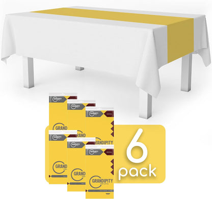 Yellow 6 Pack Premium Disposable Plastic Table Runner 14 x 108 Inch. Table Runner for Dinner Parties & Events
