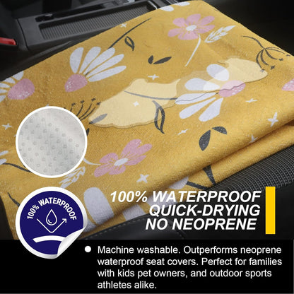 Back Seat Cover for Car Trucks Van SUV Jeep,Waterproof Rear Bench Towel Seat Covers for Dogs and Kids,Automotive Backseat Protector (Chamomile and Yellow)