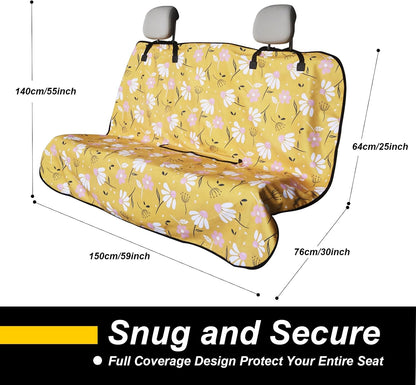 Back Seat Cover for Car Trucks Van SUV Jeep,Waterproof Rear Bench Towel Seat Covers for Dogs and Kids,Automotive Backseat Protector (Chamomile and Yellow)