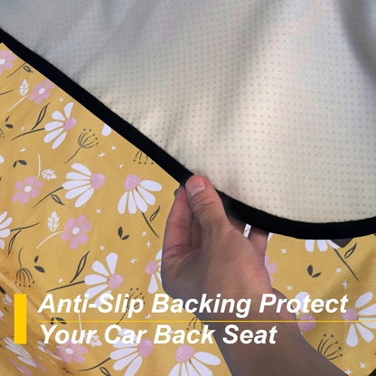 Back Seat Cover for Car Trucks Van SUV Jeep,Waterproof Rear Bench Towel Seat Covers for Dogs and Kids,Automotive Backseat Protector (Chamomile and Yellow)