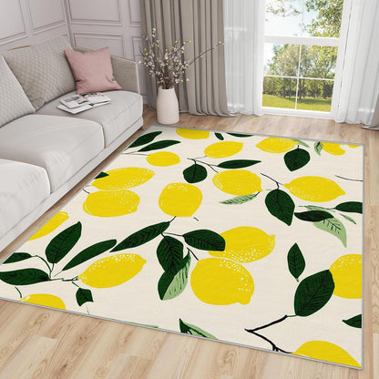 Lemon Rug 3x5 - Fruit Farmhouse Country Kitchen Rugs for Bedroom Non Slip Low Pile Machine Washable Area Rugs for Living Room Kitchen, Lemon Carpet House Decor & Gifts