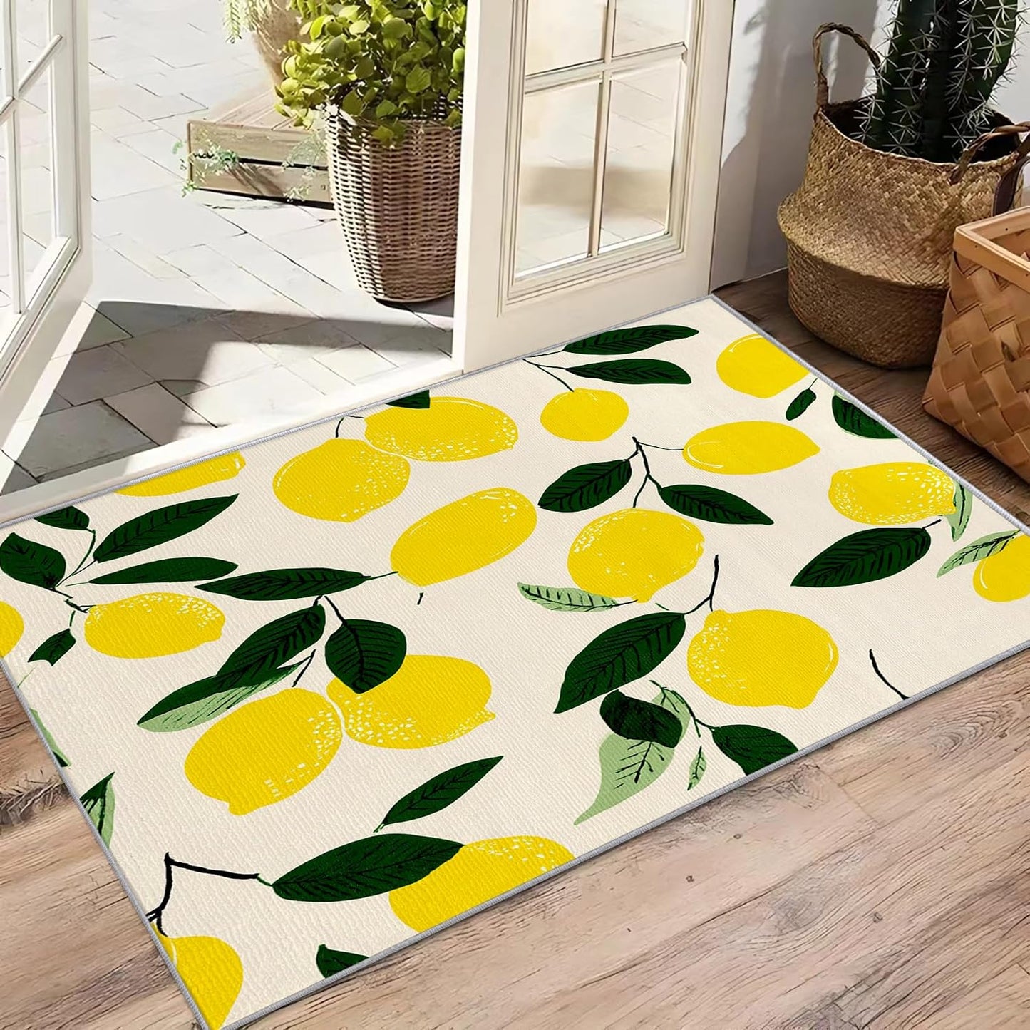 Lemon Rug 3x5 - Fruit Farmhouse Country Kitchen Rugs for Bedroom Non Slip Low Pile Machine Washable Area Rugs for Living Room Kitchen, Lemon Carpet House Decor & Gifts