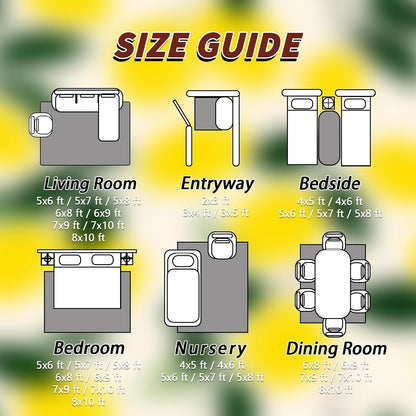 Lemon Rug 3x5 - Fruit Farmhouse Country Kitchen Rugs for Bedroom Non Slip Low Pile Machine Washable Area Rugs for Living Room Kitchen, Lemon Carpet House Decor & Gifts