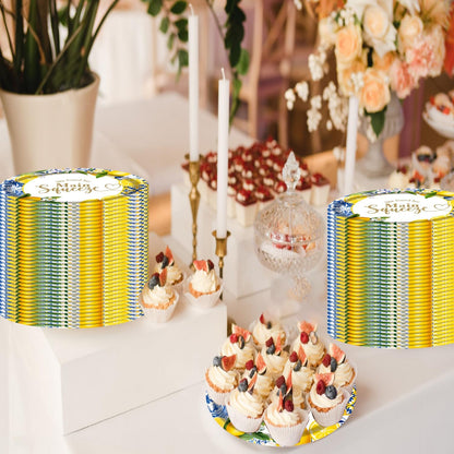 50 Pack Oval She Found Her Main Squeeze Plates, 13inch×10.6inch Lemon Disposable Dinnerware for Adults Lemon Weeding Engagement, Bridal Shower Decorations