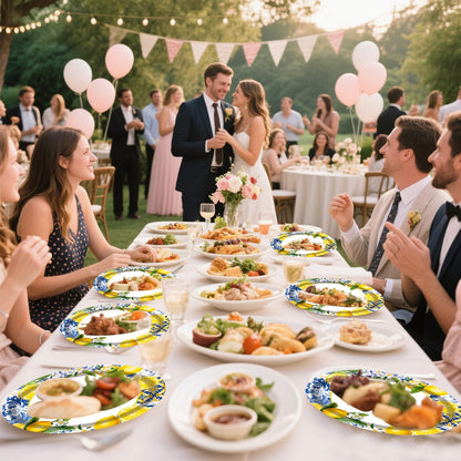 50 Pack Oval She Found Her Main Squeeze Plates, 13inch×10.6inch Lemon Disposable Dinnerware for Adults Lemon Weeding Engagement, Bridal Shower Decorations