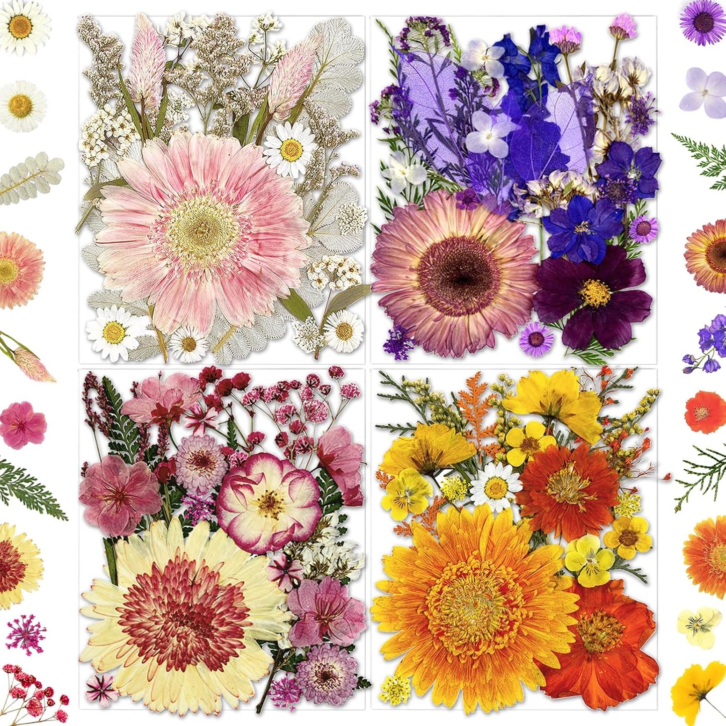 98Pcs Pressed Dried Flowers for Resin Molds, Real Natural Bulk Big Dry Floral Leave for DIY Art Crafts, Epoxy Jewelry, Candle, Soap Making, Nails Decors