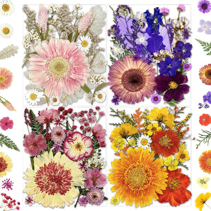 98Pcs Pressed Dried Flowers for Resin Molds, Real Natural Bulk Big Dry Floral Leave for DIY Art Crafts, Epoxy Jewelry, Candle, Soap Making, Nails Decors