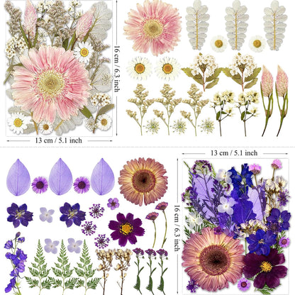 98Pcs Pressed Dried Flowers for Resin Molds, Real Natural Bulk Big Dry Floral Leave for DIY Art Crafts, Epoxy Jewelry, Candle, Soap Making, Nails Decors