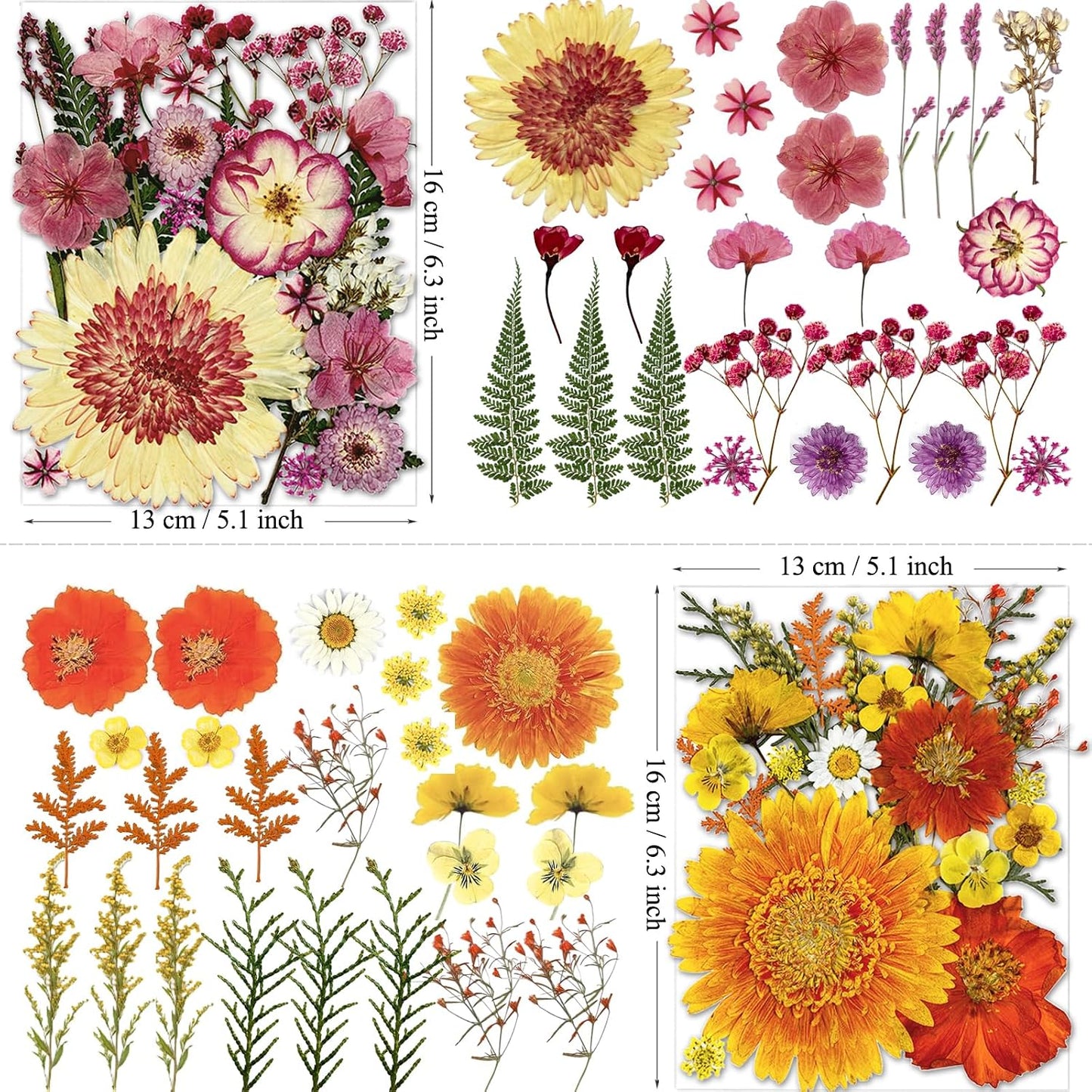 98Pcs Pressed Dried Flowers for Resin Molds, Real Natural Bulk Big Dry Floral Leave for DIY Art Crafts, Epoxy Jewelry, Candle, Soap Making, Nails Decors