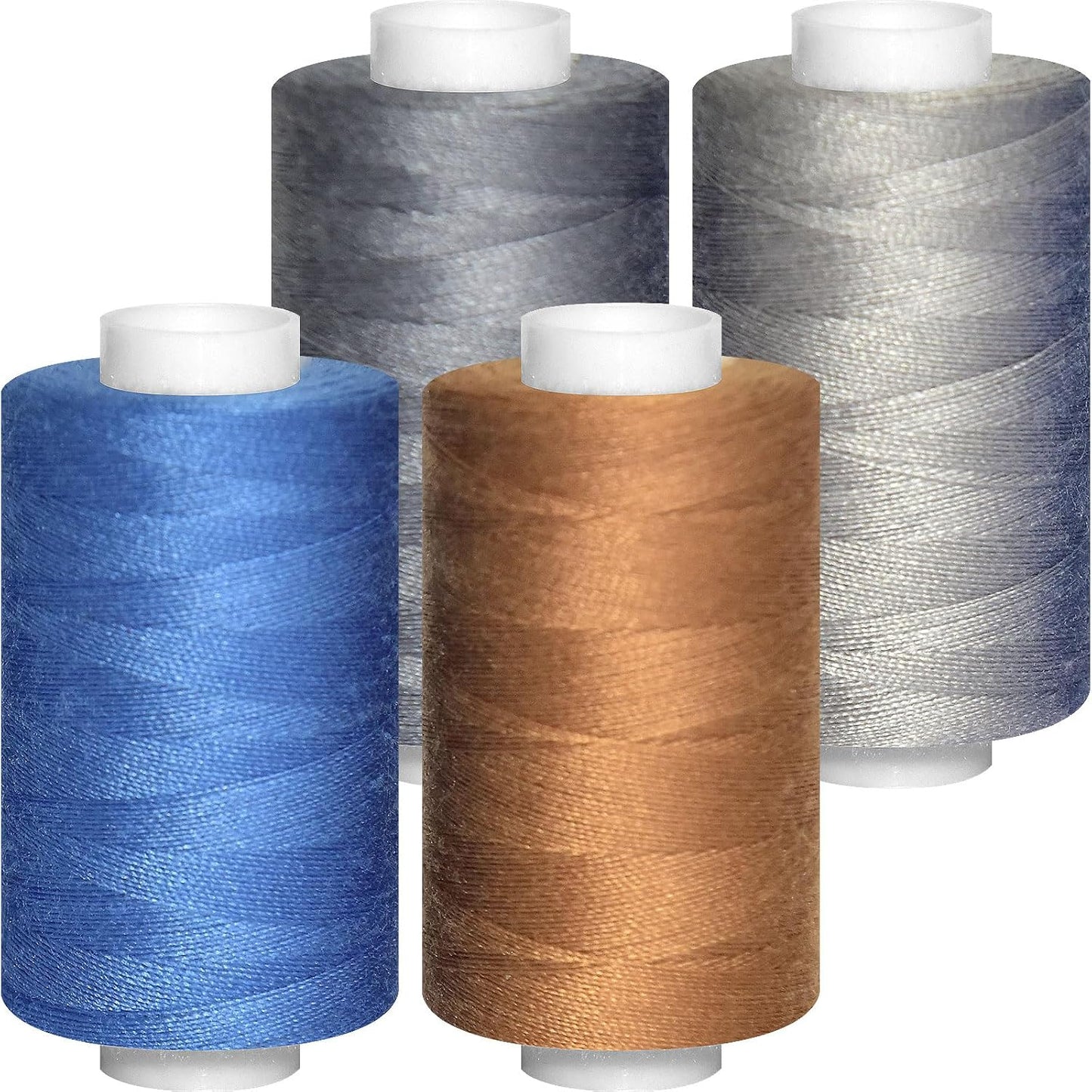 All Purpose Sewing Thread-4 Spools of Hand Polyester Sewing Thread for Hand and Machine Sewing(Gray-Toned Blue-Brown Advanced Color)