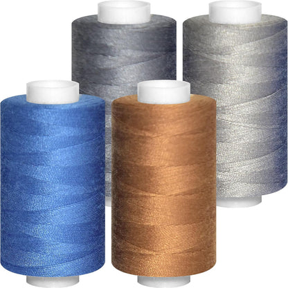 All Purpose Sewing Thread-4 Spools of Hand Polyester Sewing Thread for Hand and Machine Sewing(Gray-Toned Blue-Brown Advanced Color)