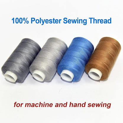 All Purpose Sewing Thread-4 Spools of Hand Polyester Sewing Thread for Hand and Machine Sewing(Gray-Toned Blue-Brown Advanced Color)