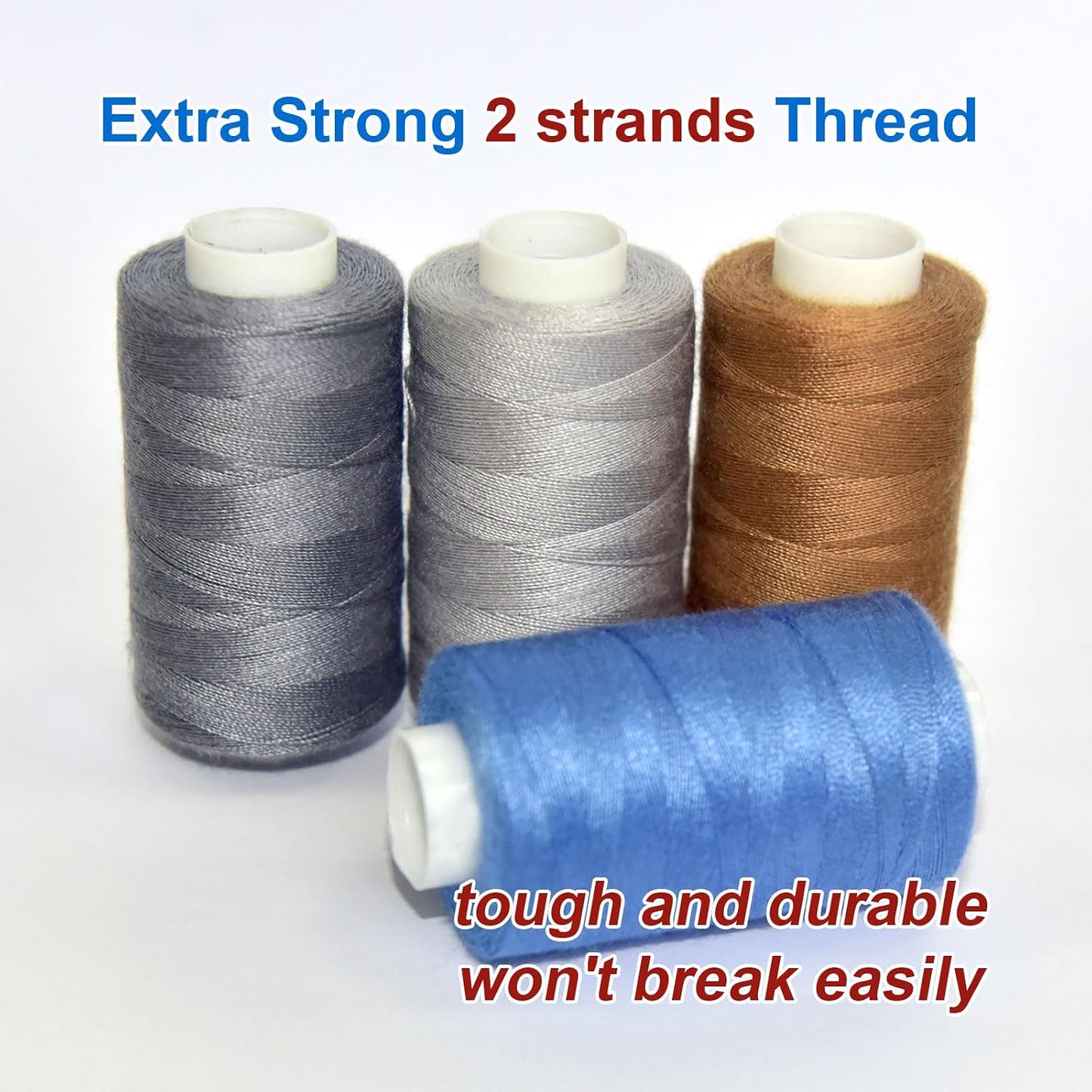 All Purpose Sewing Thread-4 Spools of Hand Polyester Sewing Thread for Hand and Machine Sewing(Gray-Toned Blue-Brown Advanced Color)