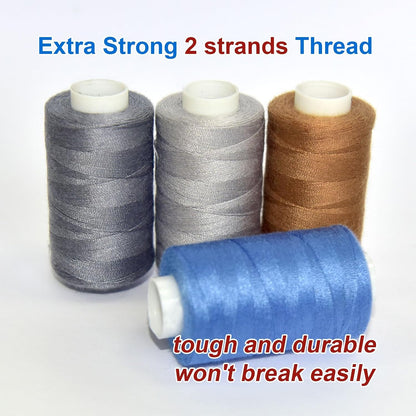 All Purpose Sewing Thread-4 Spools of Hand Polyester Sewing Thread for Hand and Machine Sewing(Gray-Toned Blue-Brown Advanced Color)