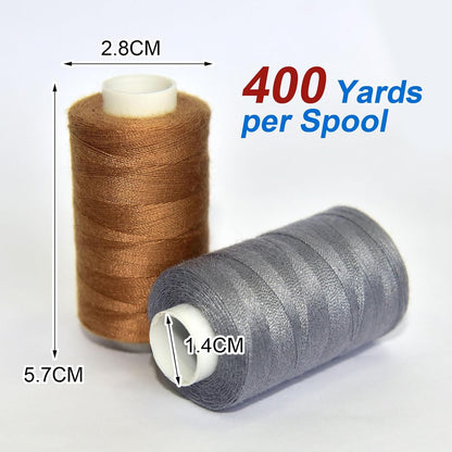 All Purpose Sewing Thread-4 Spools of Hand Polyester Sewing Thread for Hand and Machine Sewing(Gray-Toned Blue-Brown Advanced Color)