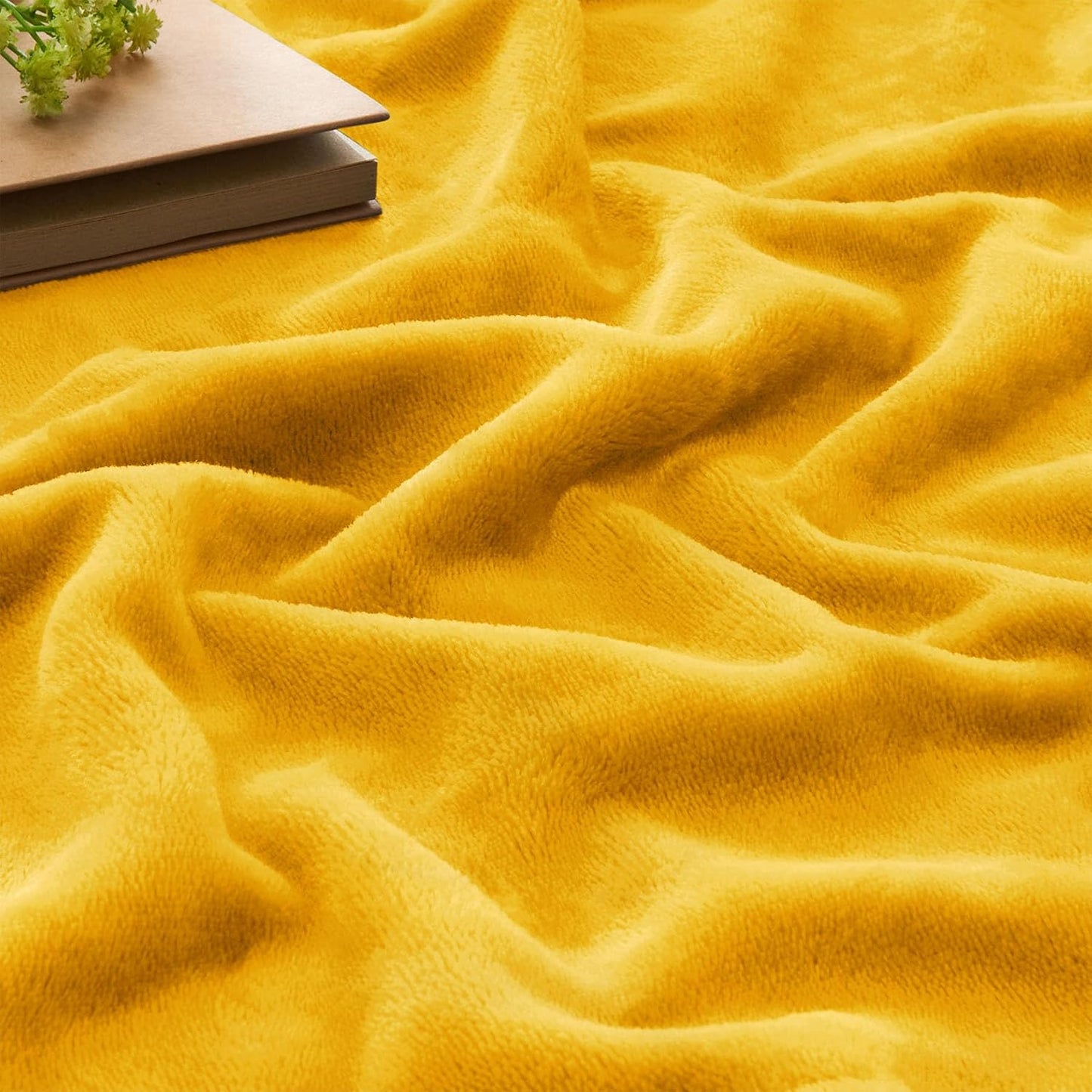 Fleece Blanket Soft Plush King Size Bed Blanket Yellow 108"x90" | Ultra Soft Fleece, Plush Microfiber, Lightweight Warmth, All Season Comfort, Fade Resistant, Machine Washable