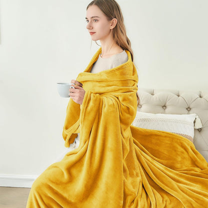 Fleece Blanket Soft Plush King Size Bed Blanket Yellow 108"x90" | Ultra Soft Fleece, Plush Microfiber, Lightweight Warmth, All Season Comfort, Fade Resistant, Machine Washable