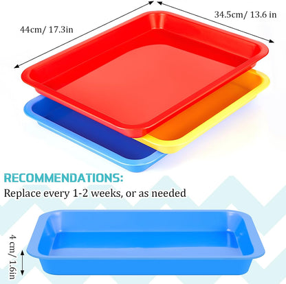for you 3 Pcs Kitten Litter Box 17.3 x 13.6 x 1.6 Inch Shallow Low Entry Open Cat Litter Box Waterproof Plastic Small Rabbit Pan Tray Travel Toilet for Senior Cat Kitten Training