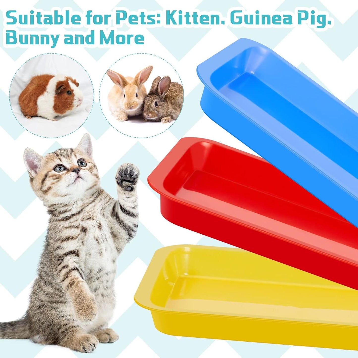 for you 3 Pcs Kitten Litter Box 17.3 x 13.6 x 1.6 Inch Shallow Low Entry Open Cat Litter Box Waterproof Plastic Small Rabbit Pan Tray Travel Toilet for Senior Cat Kitten Training