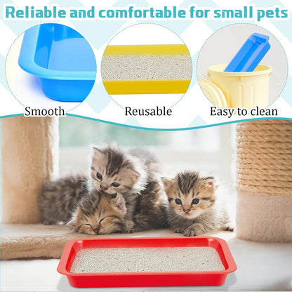 for you 3 Pcs Kitten Litter Box 17.3 x 13.6 x 1.6 Inch Shallow Low Entry Open Cat Litter Box Waterproof Plastic Small Rabbit Pan Tray Travel Toilet for Senior Cat Kitten Training