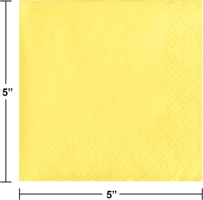 3-Ply Paper Beverage Napkins, Mimosa Yellow, 50 Count