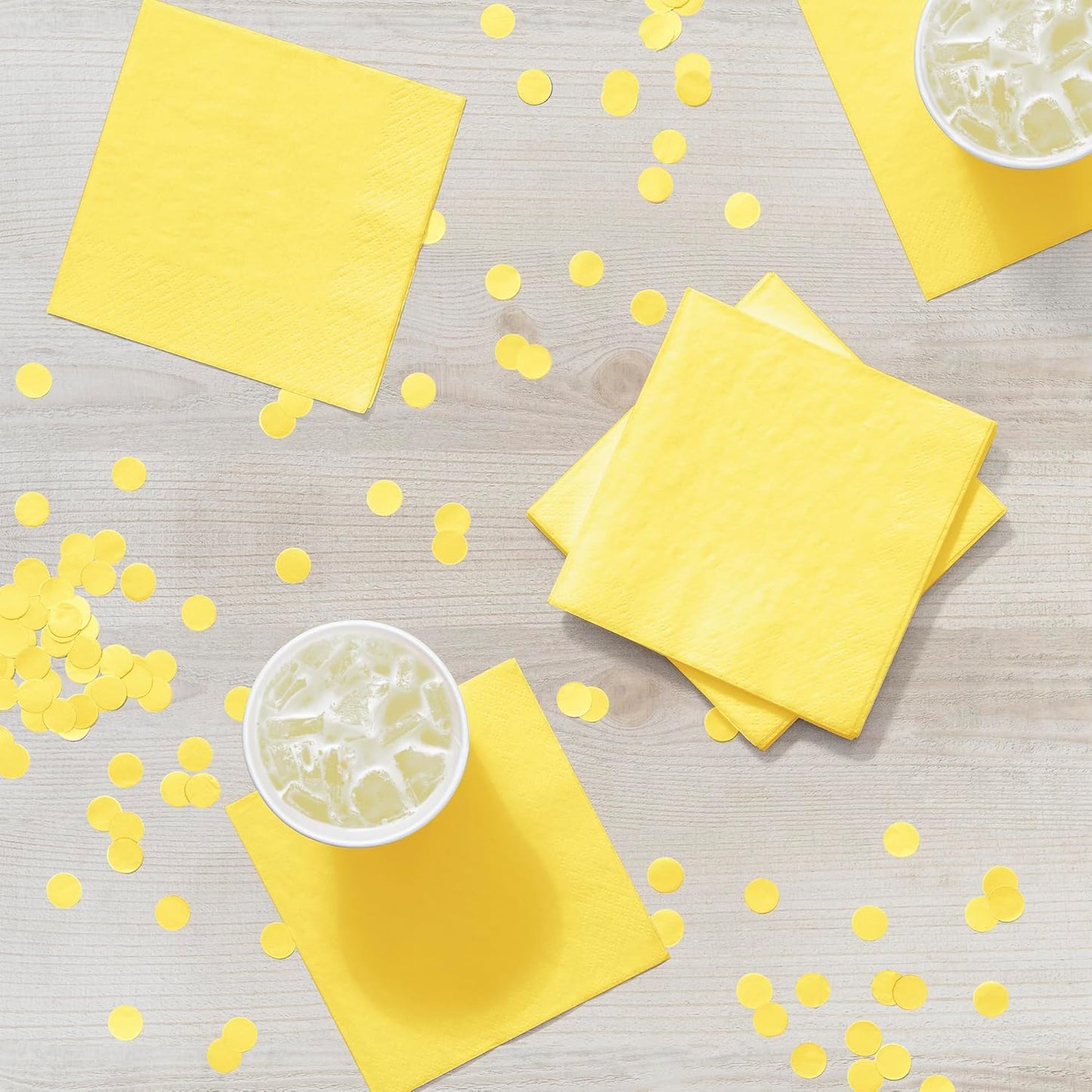 3-Ply Paper Beverage Napkins, Mimosa Yellow, 50 Count