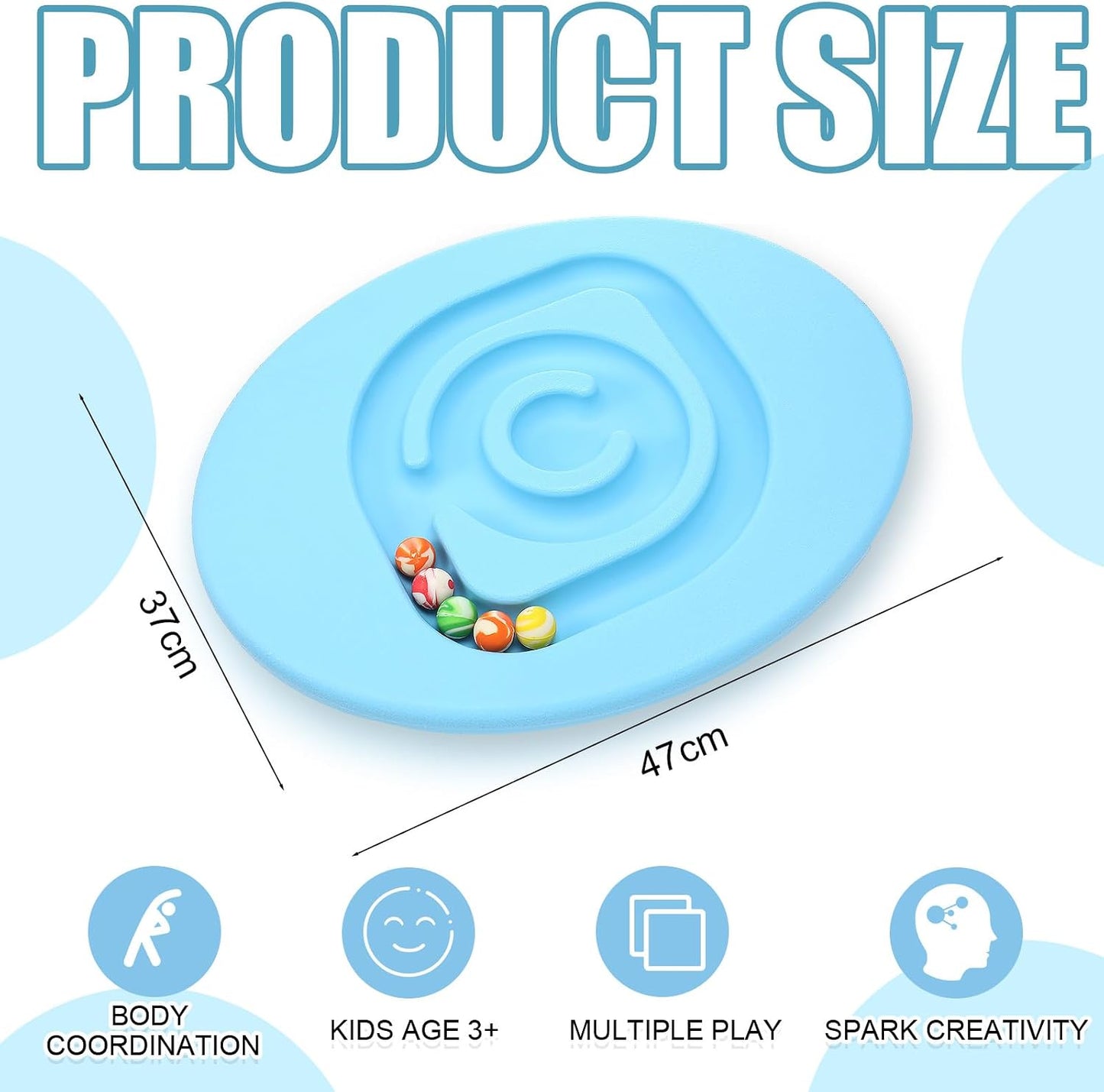Kids Maze Balance Board Plastic Wobble Rocker Balance Board with Mini Balls Load 170lb for Balancing Exercise Equipment Game Boys Girls Physical Therapy 18.5 x 14.57 Inch(Yellow,Cute)