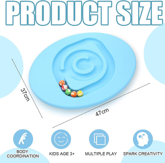Kids Maze Balance Board Plastic Wobble Rocker Balance Board with Mini Balls Load 170lb for Balancing Exercise Equipment Game Boys Girls Physical Therapy 18.5 x 14.57 Inch(Yellow,Cute)