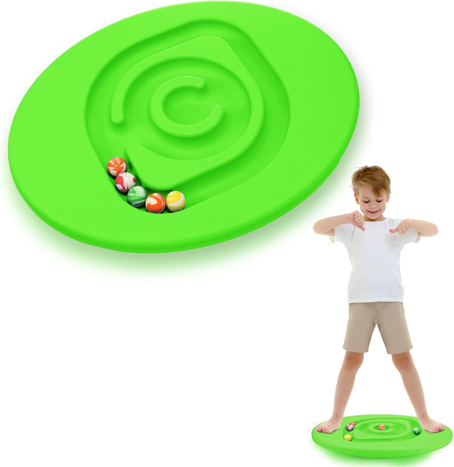 Kids Maze Balance Board Plastic Wobble Rocker Balance Board with Mini Balls Load 170lb for Balancing Exercise Equipment Game Boys Girls Physical Therapy 18.5 x 14.57 Inch(Yellow,Cute)