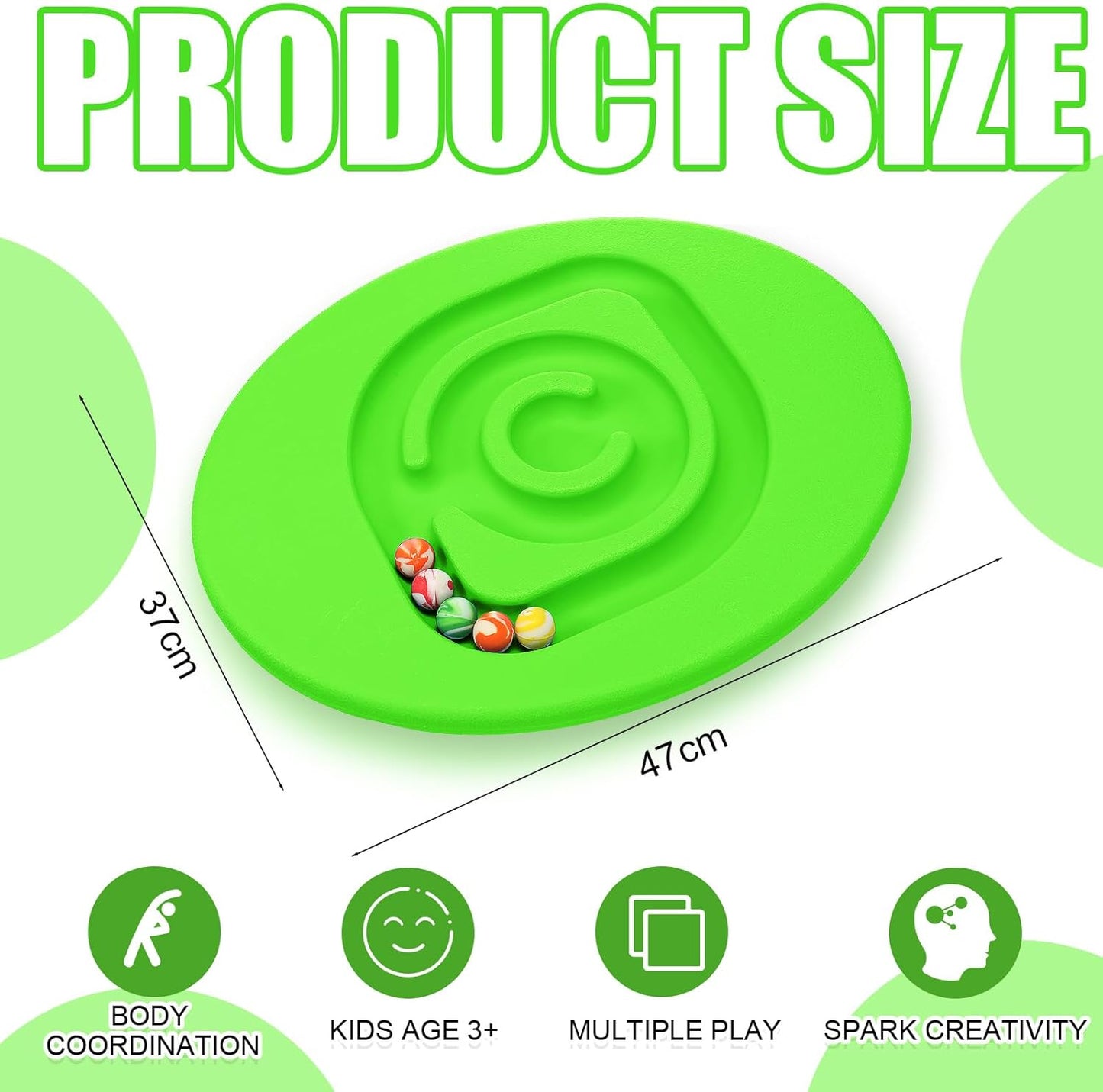 Kids Maze Balance Board Plastic Wobble Rocker Balance Board with Mini Balls Load 170lb for Balancing Exercise Equipment Game Boys Girls Physical Therapy 18.5 x 14.57 Inch(Yellow,Cute)