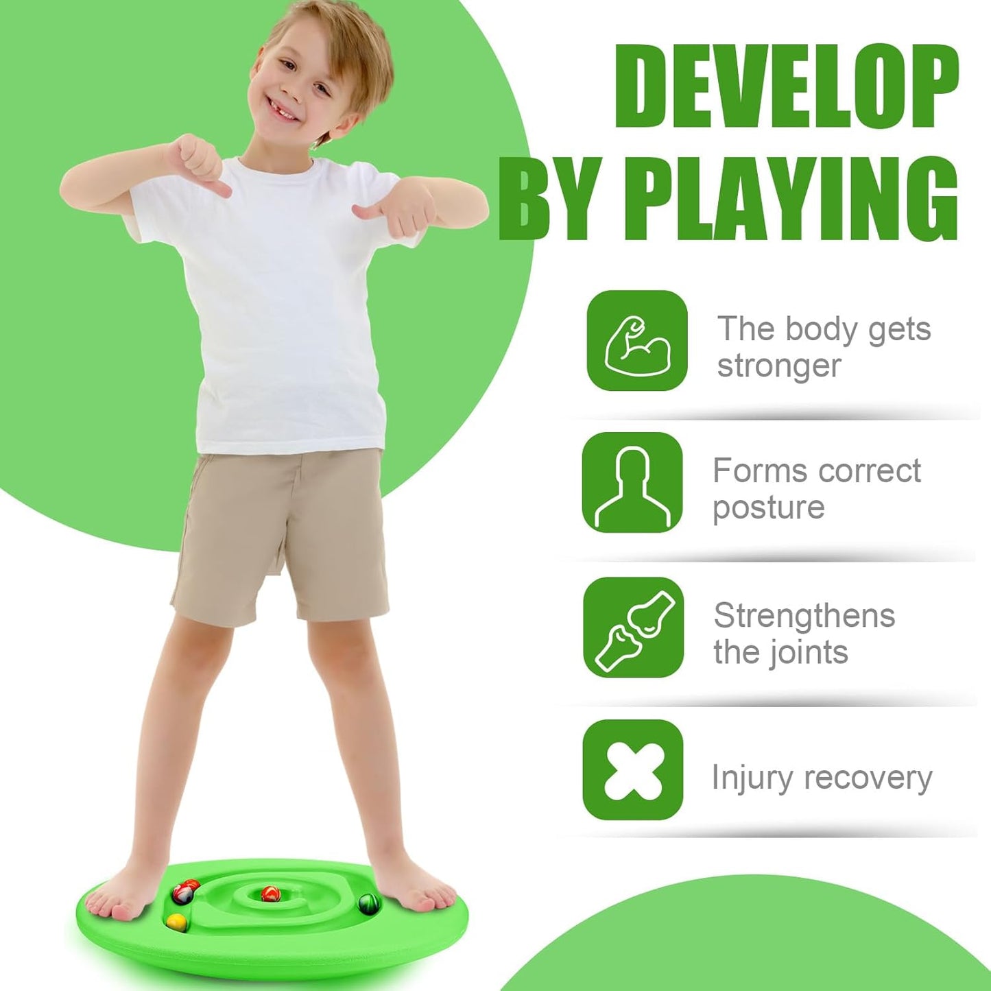 Kids Maze Balance Board Plastic Wobble Rocker Balance Board with Mini Balls Load 170lb for Balancing Exercise Equipment Game Boys Girls Physical Therapy 18.5 x 14.57 Inch(Yellow,Cute)