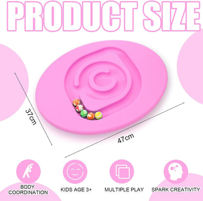 Kids Maze Balance Board Plastic Wobble Rocker Balance Board with Mini Balls Load 170lb for Balancing Exercise Equipment Game Boys Girls Physical Therapy 18.5 x 14.57 Inch(Yellow,Cute)