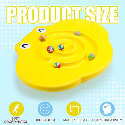 Kids Maze Balance Board Plastic Wobble Rocker Balance Board with Mini Balls Load 170lb for Balancing Exercise Equipment Game Boys Girls Physical Therapy 18.5 x 14.57 Inch(Yellow,Cute)