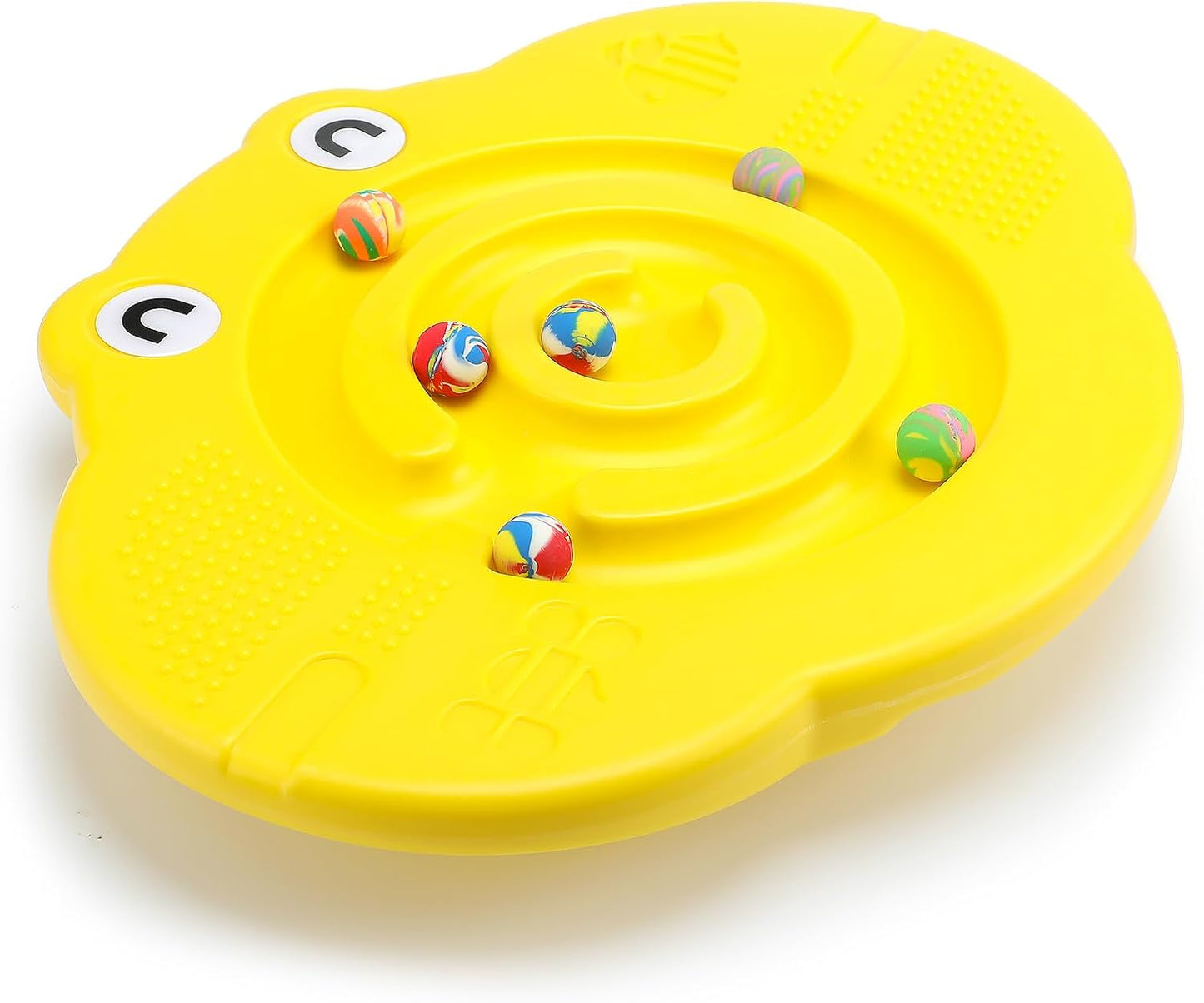 Kids Maze Balance Board Plastic Wobble Rocker Balance Board with Mini Balls Load 170lb for Balancing Exercise Equipment Game Boys Girls Physical Therapy 18.5 x 14.57 Inch(Yellow,Cute)