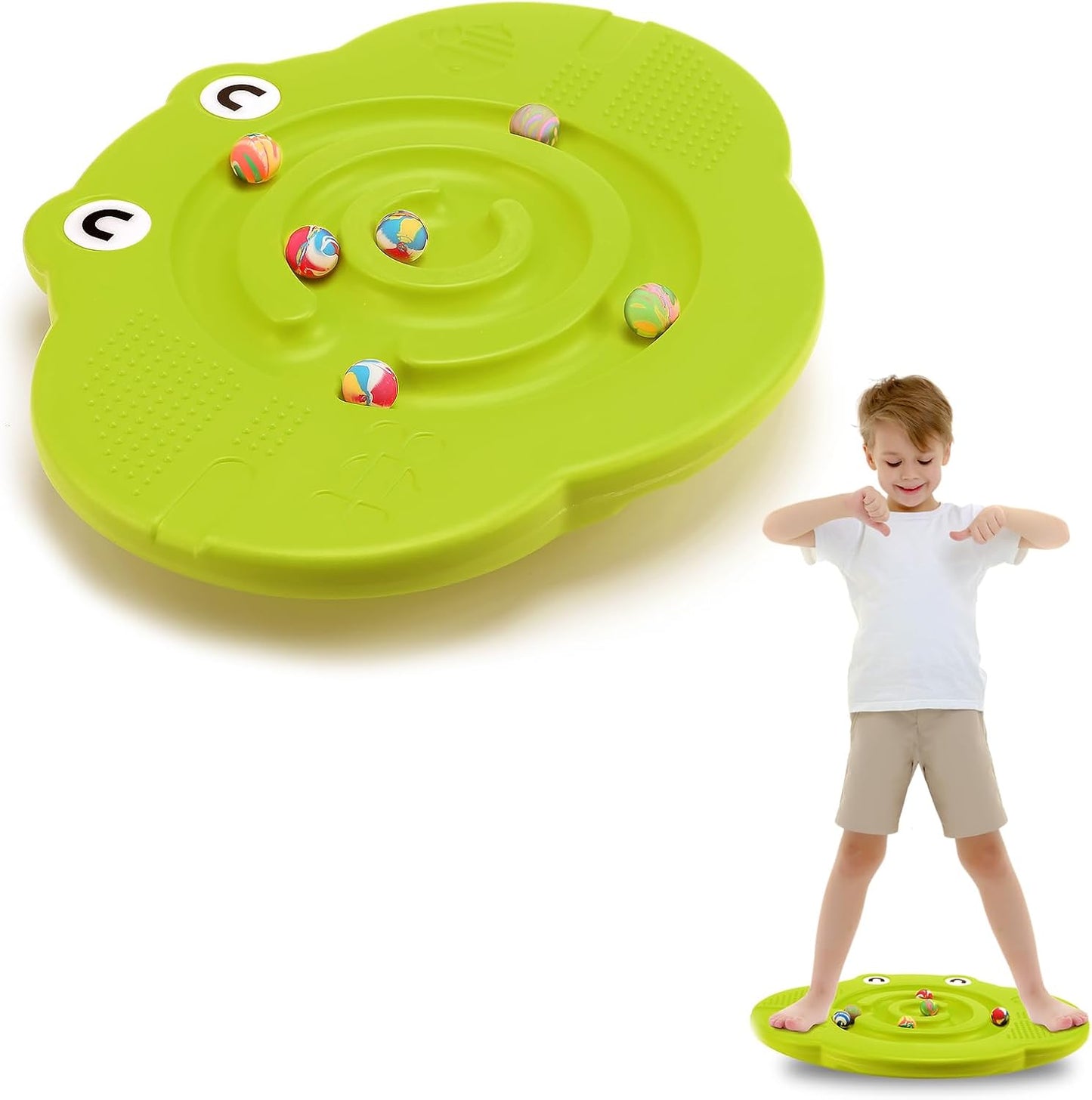 Kids Maze Balance Board Plastic Wobble Rocker Balance Board with Mini Balls Load 170lb for Balancing Exercise Equipment Game Boys Girls Physical Therapy 18.5 x 14.57 Inch(Yellow,Cute)