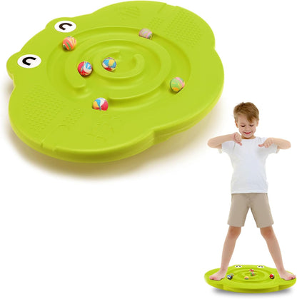 Kids Maze Balance Board Plastic Wobble Rocker Balance Board with Mini Balls Load 170lb for Balancing Exercise Equipment Game Boys Girls Physical Therapy 18.5 x 14.57 Inch(Yellow,Cute)