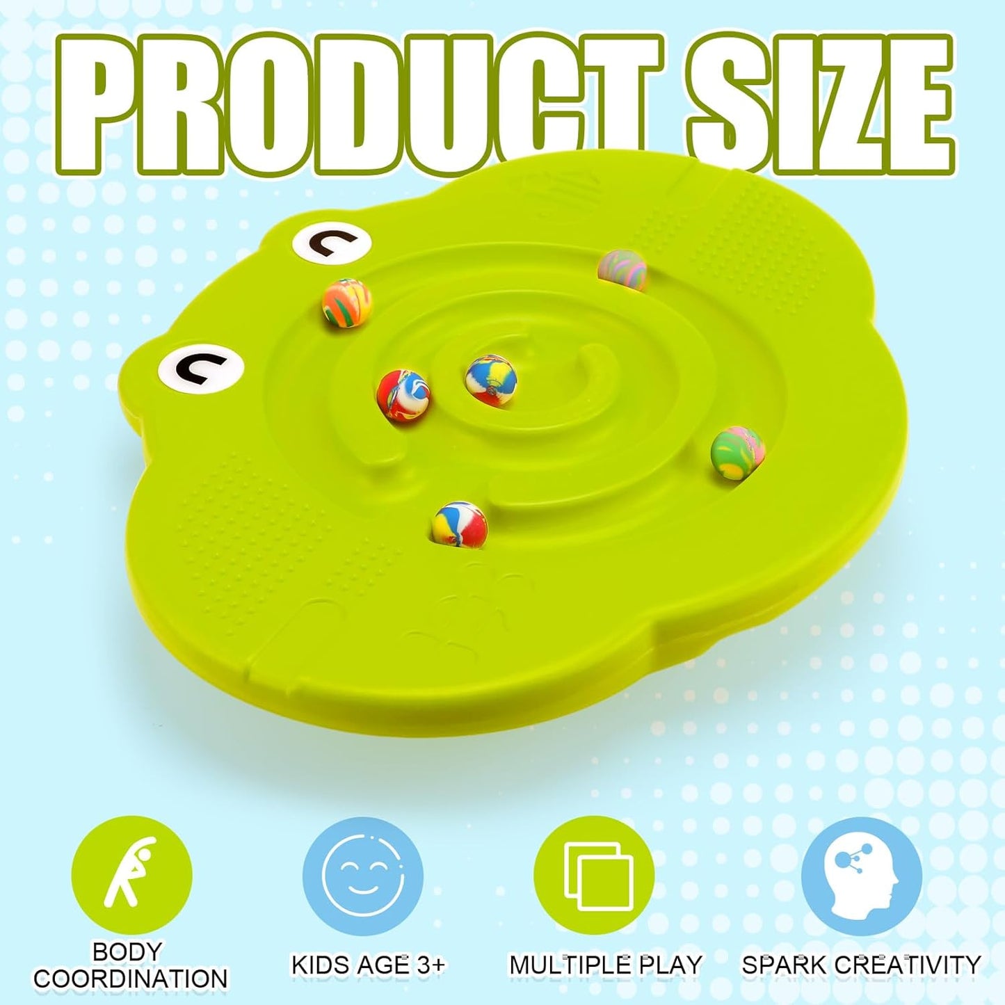 Kids Maze Balance Board Plastic Wobble Rocker Balance Board with Mini Balls Load 170lb for Balancing Exercise Equipment Game Boys Girls Physical Therapy 18.5 x 14.57 Inch(Yellow,Cute)