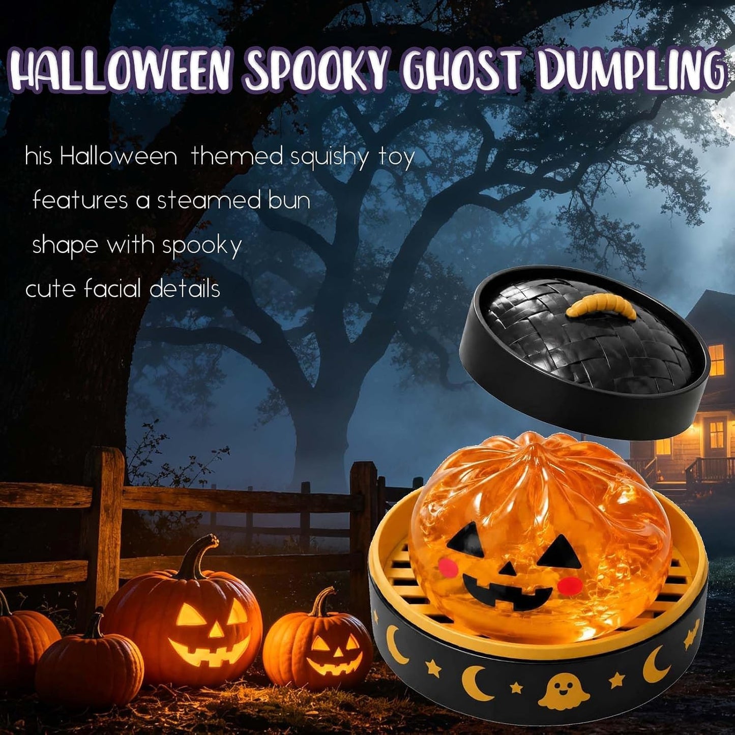 Halloween Spooky Ghost Dumpling,Colorful Dumplings Stress Balls with Food Steamer