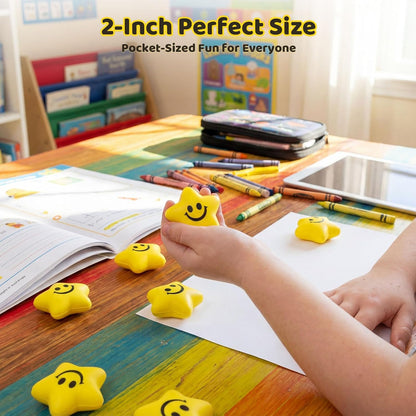 20 PCS Star Stress Balls for Adults, 2 Inch Squeeze Toys | Smile Face for Kids Adults Classroom Party Prizes, Anxiety Fidget Sensory, Party Gifts, Goodie Bag Stuffers