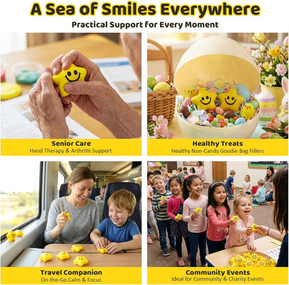 20 PCS Star Stress Balls for Adults, 2 Inch Squeeze Toys | Smile Face for Kids Adults Classroom Party Prizes, Anxiety Fidget Sensory, Party Gifts, Goodie Bag Stuffers