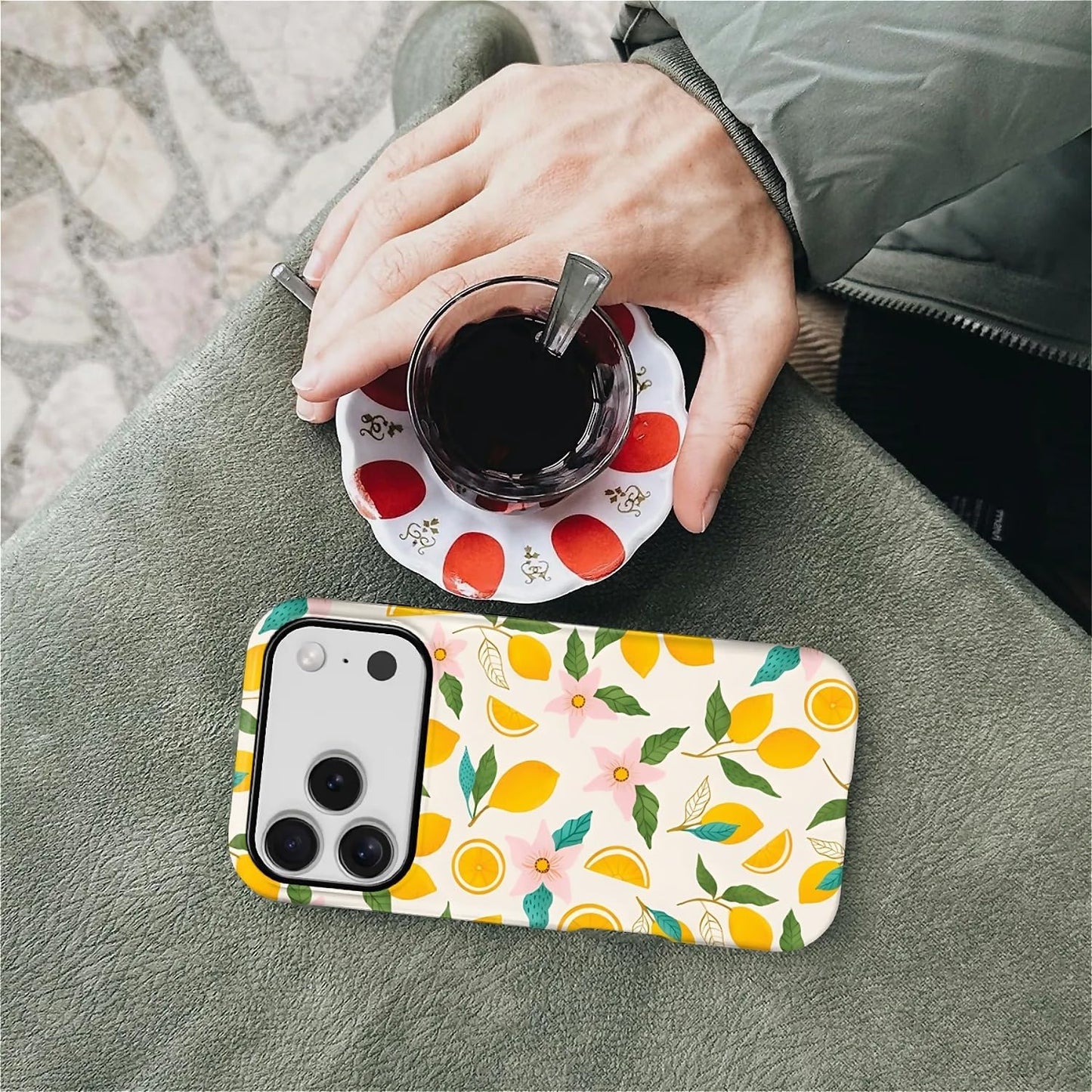 Case for iPhone 17 Pro,[Compatible with MagSafe],Anti Drop Scratch Protective Magnetic Cover for Women Girl-Lemon Pink Flower Pattern