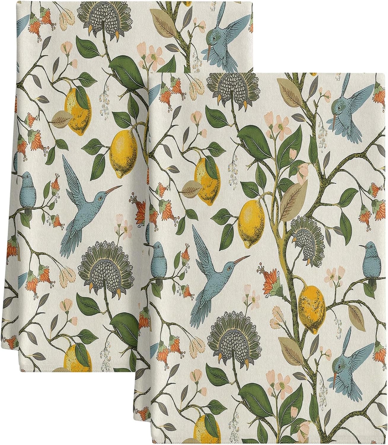 Lemon Birds Kitchen Towels Set of 2 Dish Towels Kitchen Hand Towels Machine Washable, Lightweight Style, for Women, New Home Celebration, Kitchen Decor Home Decorations