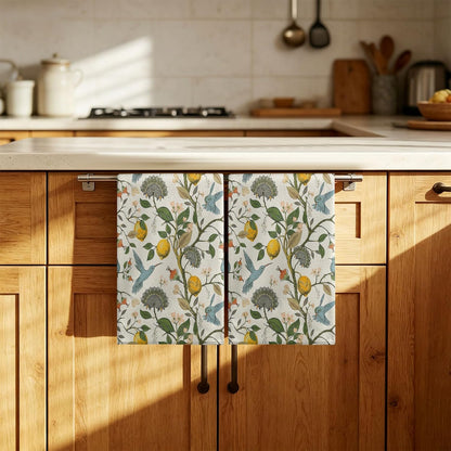 Lemon Birds Kitchen Towels Set of 2 Dish Towels Kitchen Hand Towels Machine Washable, Lightweight Style, for Women, New Home Celebration, Kitchen Decor Home Decorations