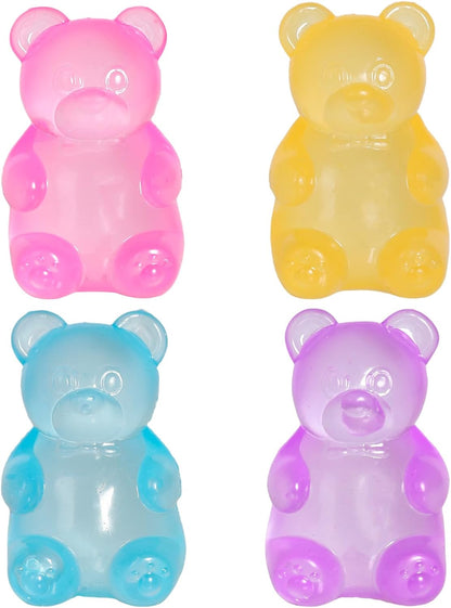 4pc Stress Gummy Bear Squishy Stress Balls for Adults Kids Fidget Toy | for Your Best Mellow and Chill Bear Shape squeeze Fidget Toys for Kids Adult, Party Favors Anxiety Relief