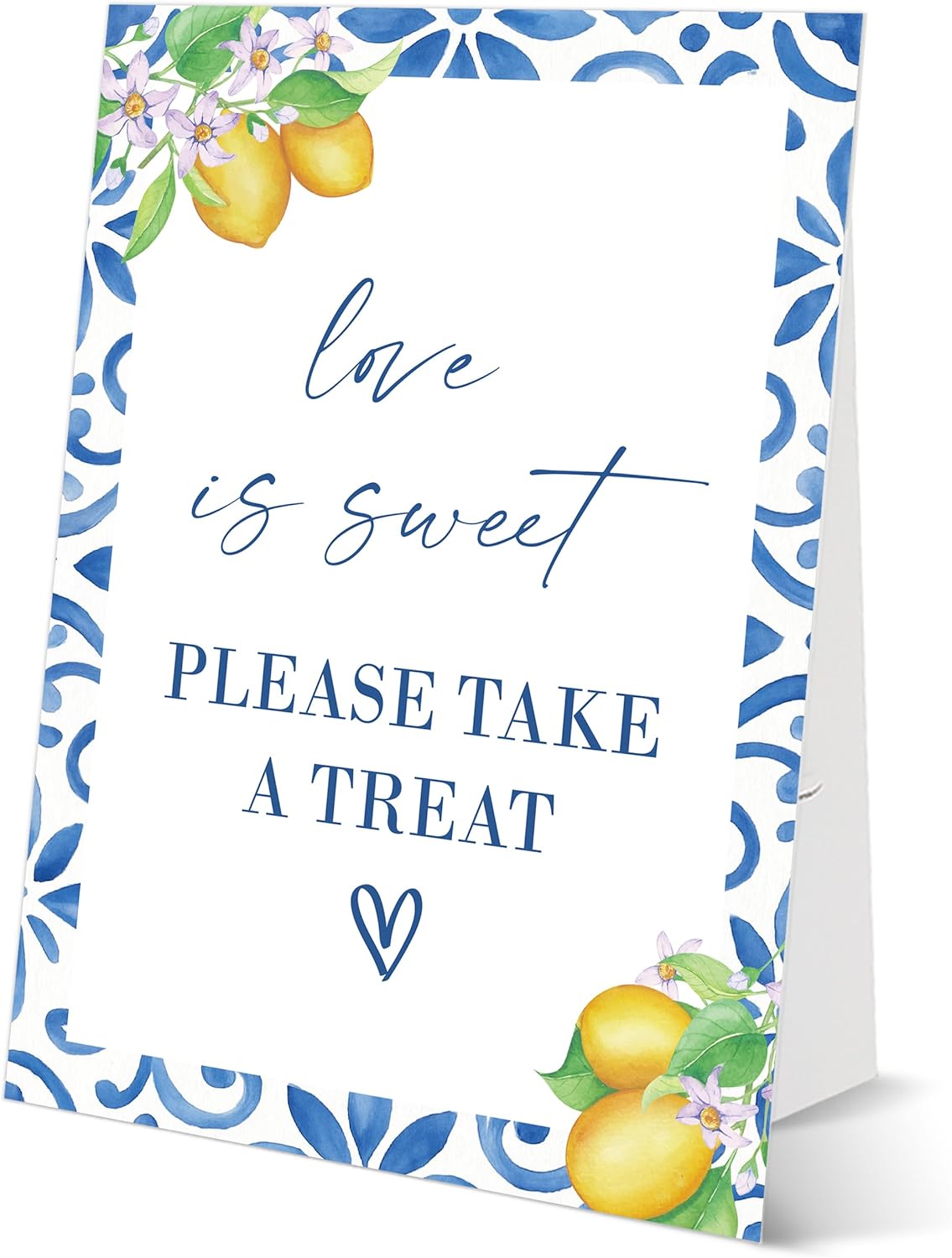 Mediterranean Lemon Bridal Shower Sign, Love Is Sweet Sign, Include One 8×11 Signs with Holder, Dessert Table Decor, Bridal Shower Centerpieces for Tables, Wedding Decor Supplies - SD45