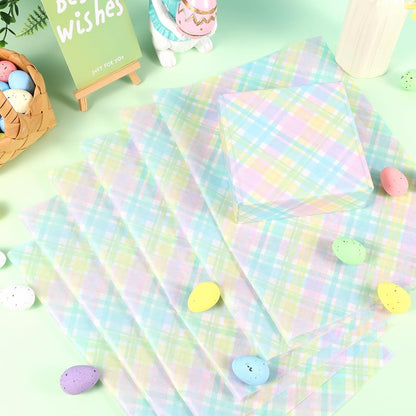 100 Sheets Pastel Plaids Tissue Paper, Spring Buffalo Palids Gift Wrapping Paper for Spring Easter Birthday Baby Shower Party Supplies, 20'' x 14''