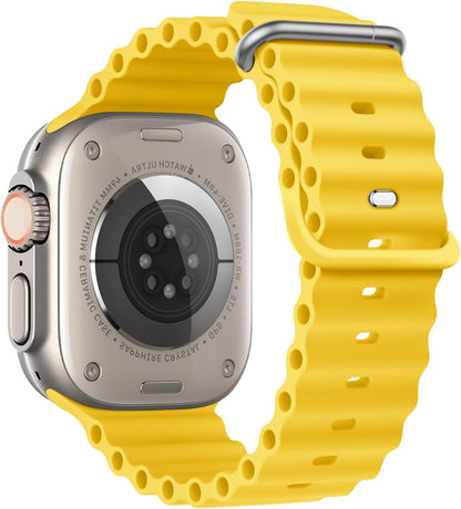 Ocean Band Compatible with Apple Watch Ultra Band 49mm 46mm 45mm 44mm 42mm for Men Women, Sport Wristband Adjustable Silicone Strap for Apple Watch Ultra 3/2/1 iWatch Series 11 10 9 8 7 6 5 4 3 2 1 SE