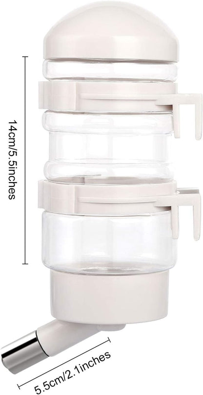 Dog Kennel Water Dispenser, No Drip Water Bottle Container ABS Material BPA Free 16oz for Small Animals