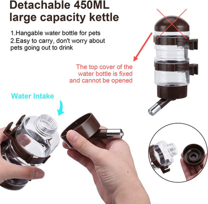 Dog Kennel Water Dispenser, No Drip Water Bottle Container ABS Material BPA Free 16oz for Small Animals